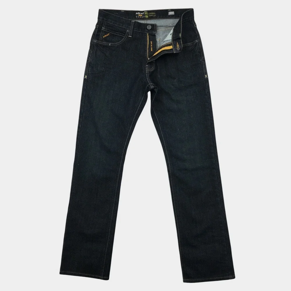 NEW! Ariat Rebar M5 Blackstone Straight Leg Jeans Mens 32x36 Dark Wash Denim